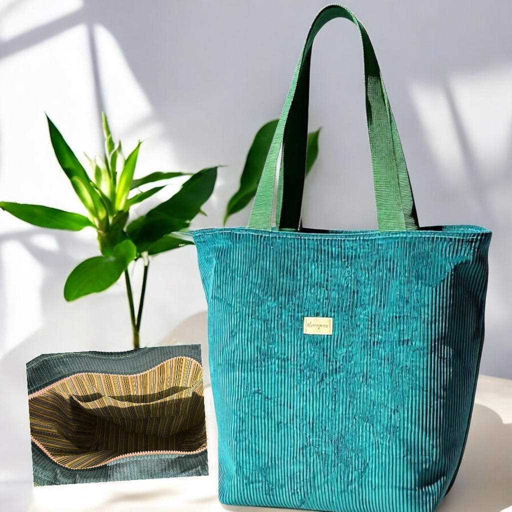 Corduroy Zipped Tote Bag