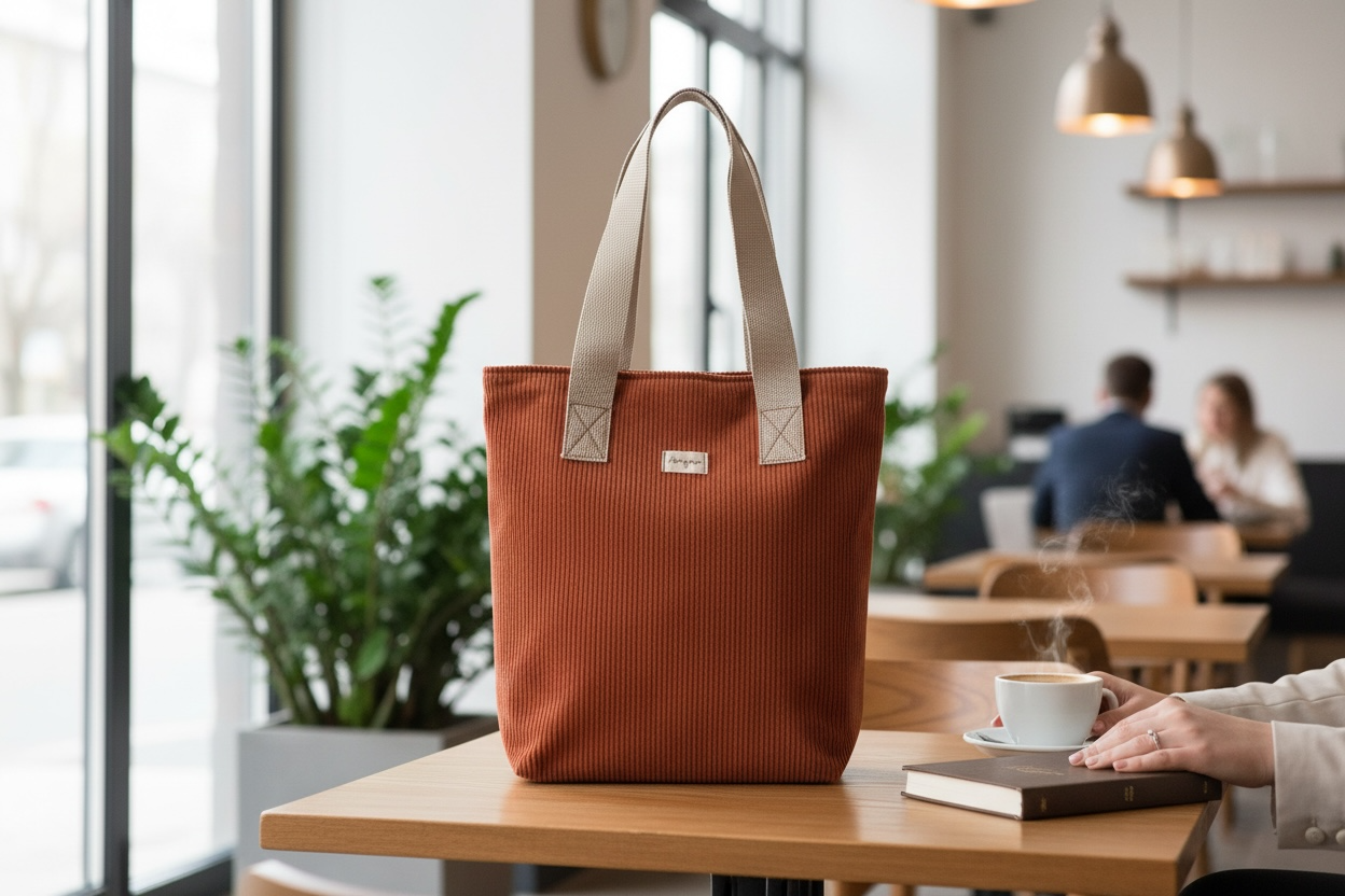 Medium Corduroy Zipped Tote Bag