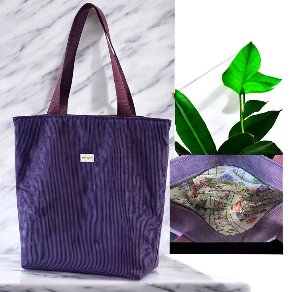 Corduroy Zipped Tote Bag