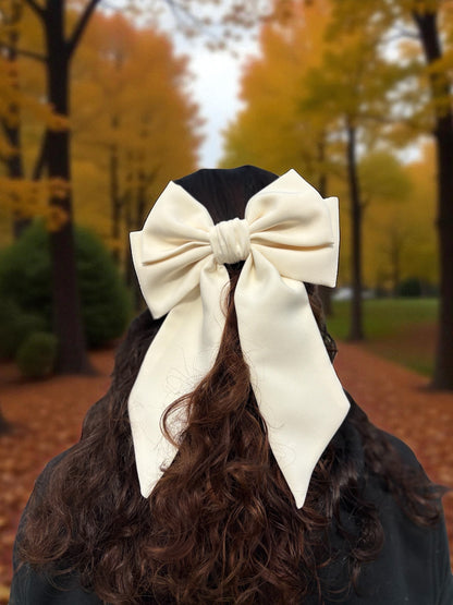 Satin Polyester Hair Bow with Barrette Clip – Elegant & Comfortable